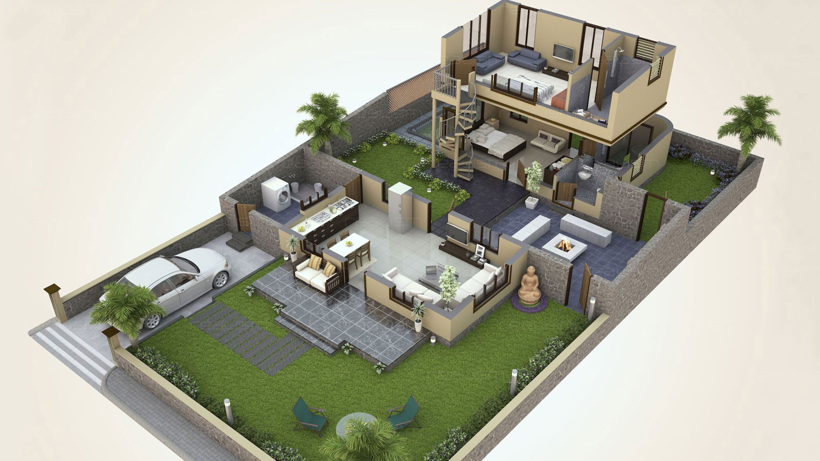 realism 3D  Isometric Views  3D  Floor House  Plans  3D  